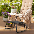 Outdoor Ottomans, Patio Foot Rest Portable Side Table Solid Steel Frame Small - Image 6
