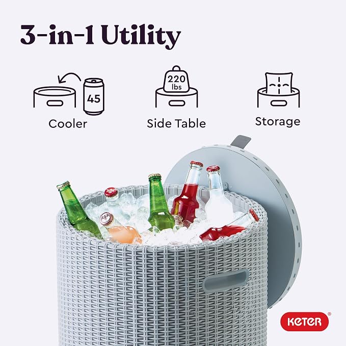 Keter Cool Side Table Cooler 3 in 1 Outdoor Patio Table and Ice Chest Storage - Image 7