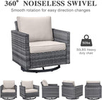 Belord Wicker Chairs Outdoor Bistro Set Oversize Patio Swivel Rocker, Rattan - Image 5