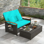 Moccha Outdoor Wicker Daybed, Patio Rattan Loveseat Sofa w/ 4-Level Adjustable - Image 3