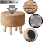 Wimarsbon Round Foot Stool Natural Seagrass Poufs Ottoman Hand Weave Footrest - Image 4