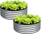 3x3x1ft Galvanized Round Raised Garden Bed, Outdoor Planter Box Metal Patio Kit by Foxlang