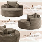 Oversized Round Chaise Longue Chair Indoor, Modern 55-inch Upholstered Corduroy - Image 5