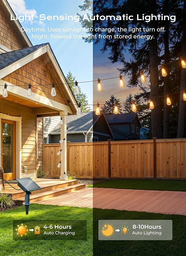 Brightown 202FT Solar String Lights Outdoor Waterproof, Patio Lights - Image 4
