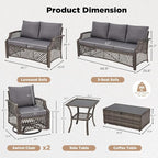 HOMREST 6 Piece Patio Furniture Set, Wicker Outdoor Conversation Sofa Set - Image 6