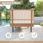 Tangkula Patio Rattan Daybed Set of 2, Boho Outdoor Wicker Lounge Sofa - Image 7