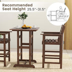 Tangkula 3-Piece Patio HDPE Bar Set, 2 Bar Height Adirondack Armchairs w/Square - Image 5