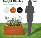 Corten Steel Corner Metal Planter Box L32 x W12 x D16 Garden Steel Planter Pot - Image 6