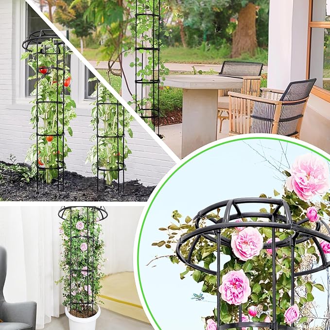 77-Inch Garden Trellis for Climbing Plants, Heavy-Duty Metal Obelisk - Image 7