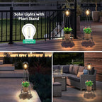 Solar Lights with Plant Stand, Outdoor Floor Lamp, Waterproof Solar LED Edison - Image 8