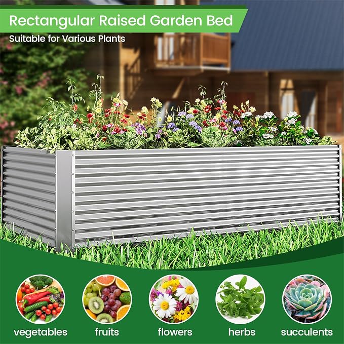 FRIZIONE 3pcs Tall 4x2ft Galvanized Raised Garden Bed Outdoor, Steel Garden Bed - Image 4