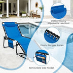 GYMAX Lounge Chairs for Outside, Extra High Folding Beach Tanning Lounger - Image 7
