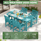 HDPE Outdoor Dining Set, Patio Table and Chairs Set, All-Weather 5-Piece - Image 3