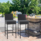 ECOTOUGE Rattan Bar Stools Set of 2, Outdoor Wicker Barstools Counter Height - Image 2