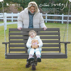 KINGYES Outdoor Hanging Porch Swing, 2 Seat Patio Chair - Image 7