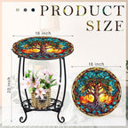 Outdoor Side Table Round Small Mosaic Patio Accent Indoor End Plant Coffee Tea - Image 3