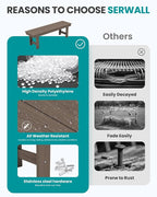 SERWALL 2-Person Outdoor Bench Backless, HDPE Outdoor Benches Weatherproof - Image 6