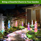 4 Pack Color Changing Solar Lights Outdoor Waterproof, Solar Delphinium Flower - Image 4