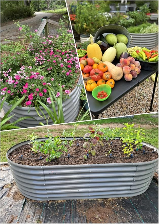 A ANLEOLIFE 8X4X2 ft Galvanized Raised Garden Beds Outdoor, Oval Large Metal - Image 6