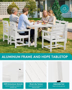 SERWALL 7-Piece Patio Dining Sets, All Weather HDPE Outdoor Furniture Set - Image 5