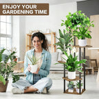 5 Tier Plant Stand Indoor, Thickened Metal Wood Corner Plant Shelf Stands - Image 6