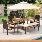 Tangkula 6 Pieces Patio Dining Table Set, Outdoor Rectangular Acacia Wood Table - Image 6