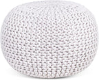BIRDROCK HOME Round Pouf Ottoman | Cotton Braided Foot Stool - Image 8