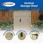 Suncast Outdoor Storage Shed, Water Resistant Resin Vertical Outdoor Storage - Image 2