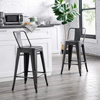 AC Pacific 24” Metal Barstool Set of 4 – Country Rustic Style - Image 2