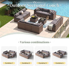 Aoxun 14 Piece Patio Furniture Set Wicker Rattan Patio Conversation Set Outdoor - Image 4
