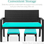 Best Choice Products Set of 2 Wicker Ottomans, Additional Seating, Side Table - Image 6
