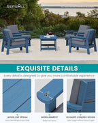 SERWALL Outdoor Patio Furniture Set, 5 Piece HDPE Patio Conversation Sets - Image 4