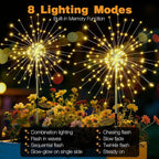 btfarm 4 Pack 120 LED Solar Garden Lights Outdoor, 8 Modes Firework Lights - Image 3