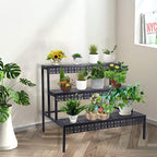 aboxoo 3 Tier Stair Style Large Metal Plant Stand, Garden Display Shelf Flower - Image 7