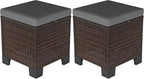 Outsunny 2 Pieces Outdoor Patio Ottomans, All Weather Wicker Outdoor Footstools by Outsunny