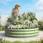 Kesfitt Round Raised Garden Bed, Open-Bottom Design, 12-Inch Deep Outdoor - Image 7