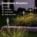 SUNVIE LED Low Voltage Pathway Lights 3W 3000K Pathway Lighting 12-24V Low - Image 2