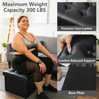 AmasSmile Storage Ottoman Folding Foot Rest Stool, Leather Footstool Bench - Image 6