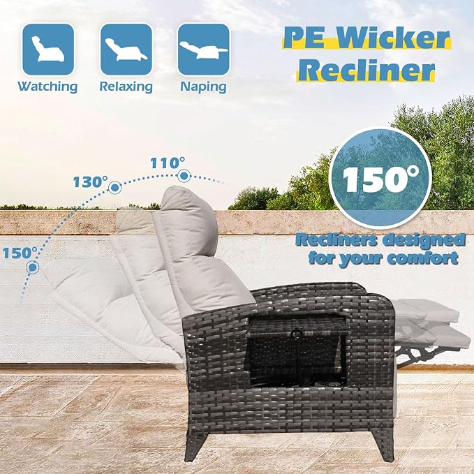 Upgraded Outdoor Recliner Chair, Reclining Patio Chairs - Image 3