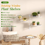 Window Rotating Plant Stand Shelf Indoor White Metal Floating Shelves 3-Tier - Image 6