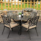 5-Piece Cast Aluminum Outdoor Patio Dining Set, All Weather Cast Aluminum by Sumshadow