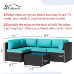 Shintenchi 5 Pieces Outdoor Patio Sectional Sofa Couch, Patio Conversation Sets - Image 6