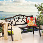 PHI VILLA Outdoor Garden Park Bench Patio 50" Metal Bench, Steel Frame Bench - Image 10