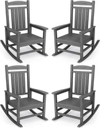 KINGYES Oversized Outdoor Rocking Chair Set of 4, High Density Polyethylene by KINGYES