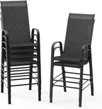 VINGLI Outdoor Bar Chairs Set of 6 – Stackable Outdoor Bar Stools by VINGLI