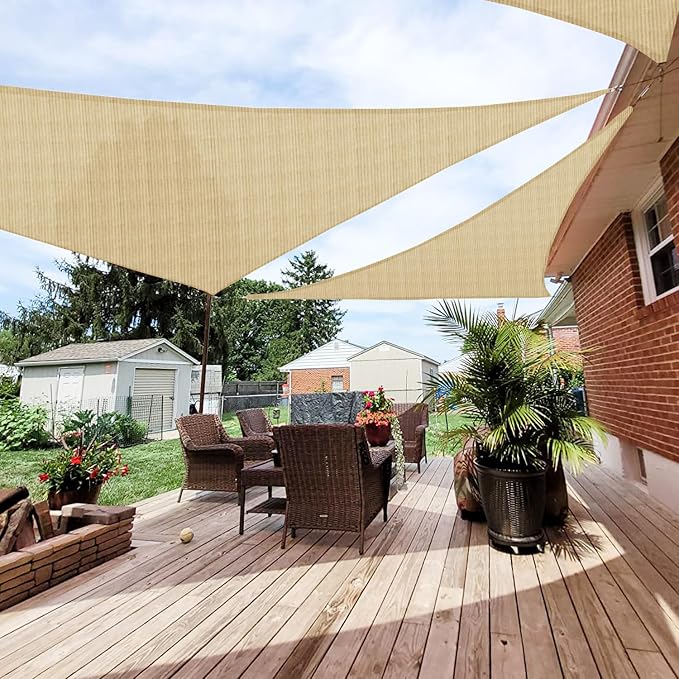 Patio Paradise 4' x 4' x 4' Sun Shade Sail Triangle Canopy Shade Cloth Fabric by Patio