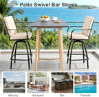 Outdoor Swivel Bar Stools Set of 2, Bar Height Patio Chairs - Image 5
