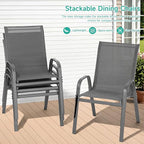 Patio Chairs Set of 2, All Weather Breathable Stackable Outdoor Dining Chairs - Image 5