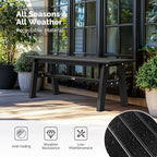 VINGLI 47” Outdoor HDPE Bench, Weatherproof Garden Bench w/Metal Legs, Poly - Image 4