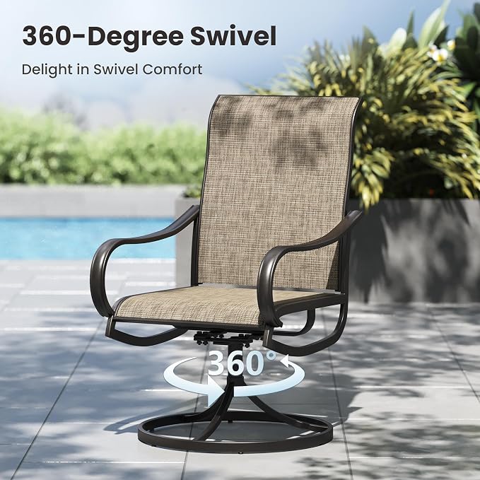 PHI VILLA Patio Dining Set for 6 Person, Rectangle Metal Table - Image 6